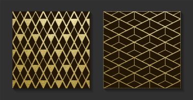 Altın lüks arka planlar ayarlandı. Vintage vektör illüstrasyonu.