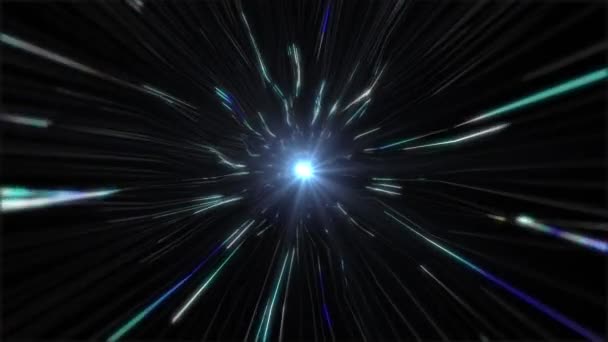 Петельный Абстрактный Высокотехнологичный Тоннель Неоновыми Огнями — стоковое видео
