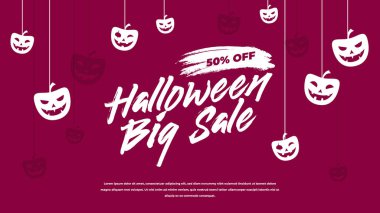 Cadılar Bayramı Satış Destekleyici Bayrak Tasarım Vektör Şablonu