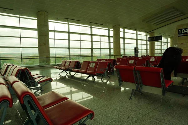 Mayo 2022 Ankara Turquía Terminal Del Aeropuerto Vacío Aeropuerto Esenboga —  Fotos de Stock