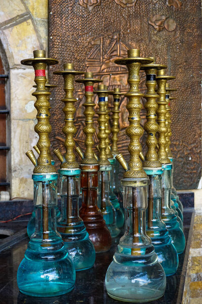 Traditional Turkish hookah close up view