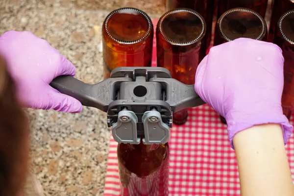 Brewing home beer process at home in the kitchen