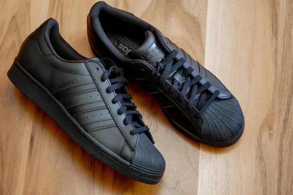 July 2022 Eskisehir Turkey Brand New Black Adidas Superstar Shoes — ストック写真
