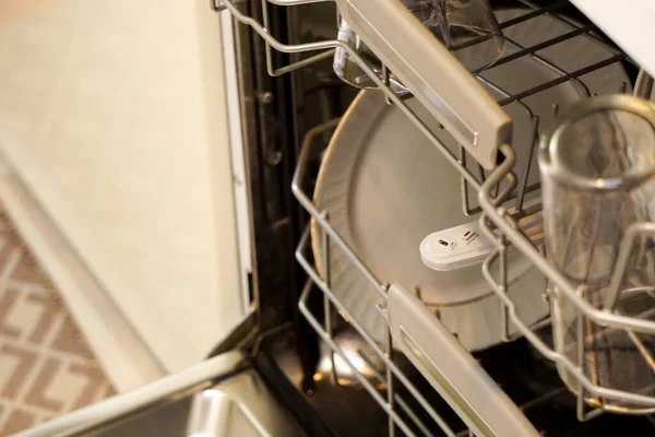 Dirty Dishes Dishwasher Close View — Fotografia de Stock