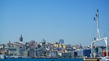 24 July 2017 Istanbul Turkey Golden horn bosphorus bridge and vessels on Marmara sea