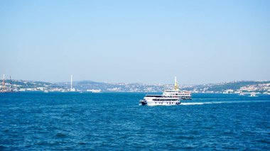 24 July 2017 Istanbul Turkey Golden horn bosphorus bridge and vessels on Marmara sea