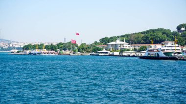 24 July 2017 Istanbul Turkey Golden horn bosphorus bridge and vessels on Marmara sea