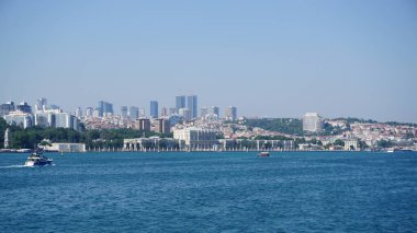 24 July 2017 Istanbul Turkey Golden horn bosphorus bridge and vessels on Marmara sea