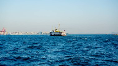 24 July 2017 Istanbul Turkey Golden horn bosphorus bridge and vessels on Marmara sea
