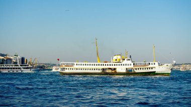 24 July 2017 Istanbul Turkey Golden horn bosphorus bridge and vessels on Marmara sea
