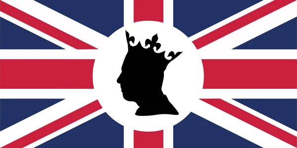 2022年9月9日英格兰新国王查尔斯三世在英国国旗蓝色红白上的王冠型黑色轮廓矢量 — 图库照片