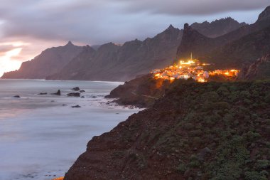 Sunset at Benijo beach, Anaga Rural Park, north of Tenerife, Canary Islands, Spain