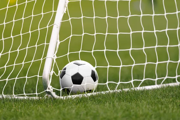 Football Ball Goal Soccer Ball Lying Grass Football Equipement White Stock Photo