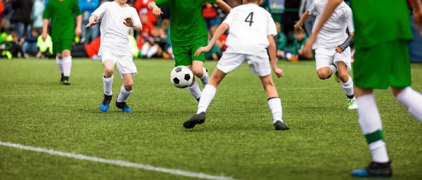 Soccer Football Duel Moment Two Young Soccer Team Tournament Match — Stock Photo, Image