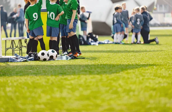 Youth Soccer Football Team Group Photo Soccer Players Standing Together — Stock fotografie