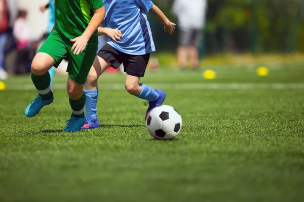 Soccer Players Running Ball Grass Field Youth Competition Tournament Game — Stock Photo, Image