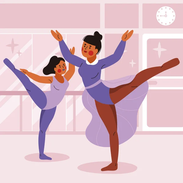 Hand drawn flat dance school Vector illustration