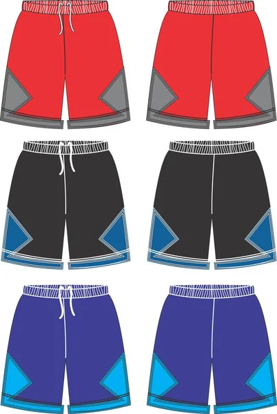 Basket Uniform Shorts Front Och Back View Mock Ups Mallar — Stock vektor