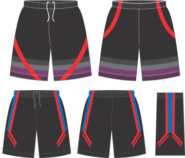Basketball Uniform Shorts Front and Back View Mock ups Templates Vectors  clipart