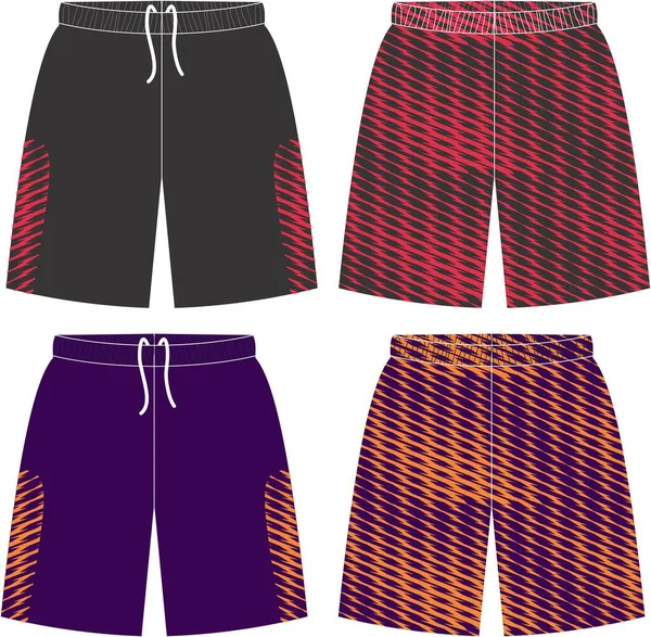 Basket Uniform Shorts Front Och Back View Mock Ups Mallar — Stock vektor