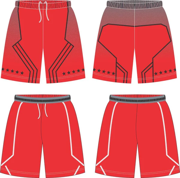 Μπάσκετ Uniform Shorts Εμπρός Και Πίσω Προβολή Mock Ups Πρότυπα — Διανυσματικό Αρχείο