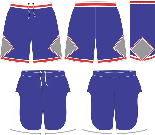 Basketball Uniform Shorts Front Back View Mock Ups Templates Vectors — стоковый вектор