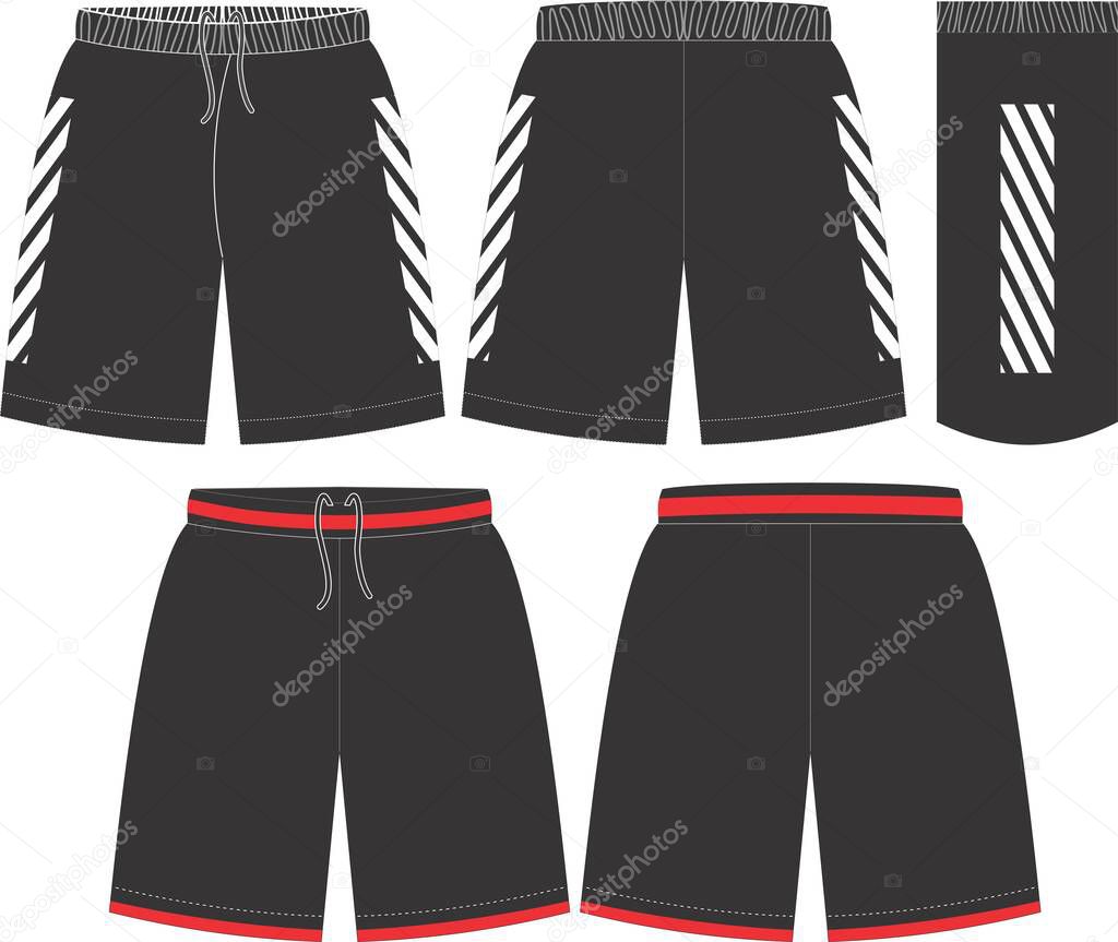 Basketball Uniform Shorts Front and Back View Mock ups Templates Vectors 