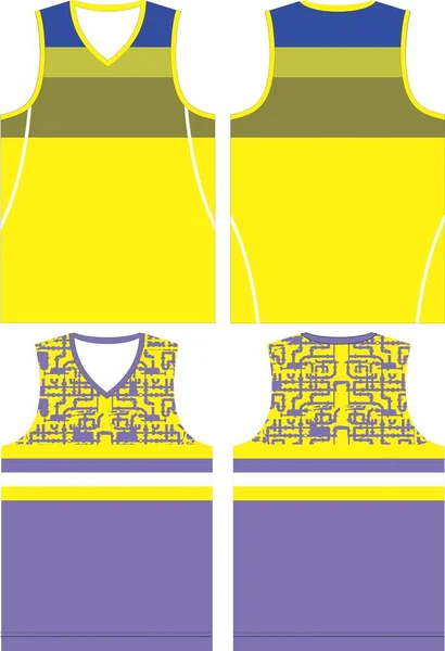 Basketball Uniform Trikots Vorne Und Hinten Ansicht Mock Ups Vorlagen — Stockvektor