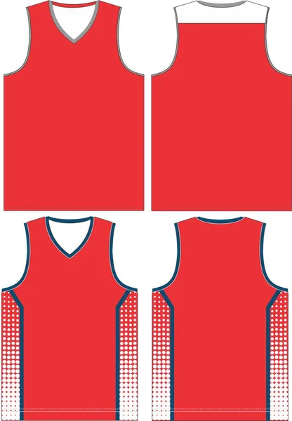 Jerseys Uniformes Baloncesto Vista Delantera Espalda Plantillas Mock Ups Vectores — Vector de stock