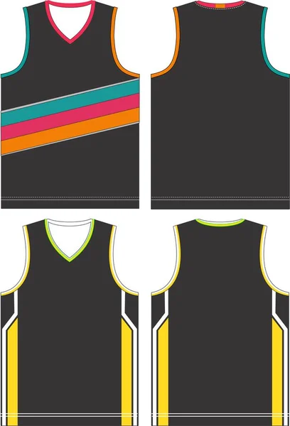 Basketball Uniform Jerseys Front Back View Mock Ups Templates Vectors — Stock Vector