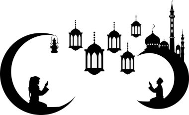 Ramazan Kareem Ay Mescidi Kurban Bayramı Arap Gecesi Davet Fenerleri Vektörleri