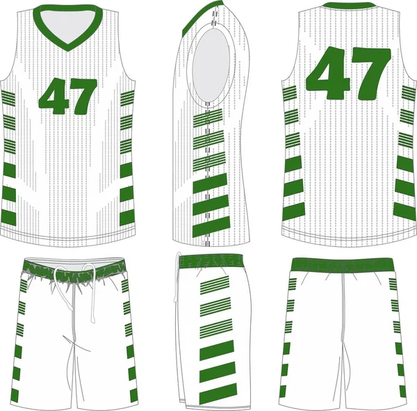 采购产品篮球制服 篮球俱乐部的模板 前和后看体育泽西 罐体顶部T恤衫造型说明向量 — 图库矢量图片