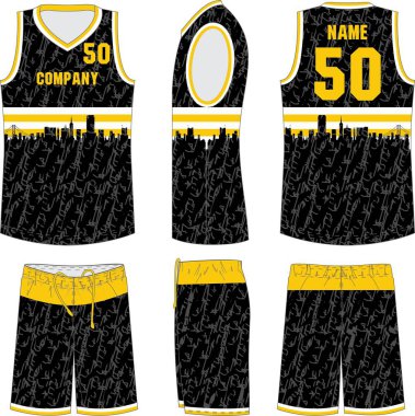 Basketball Uniform, Shorts, Template for Basketball Club. Front and Back view Sport Jersey. Tank Top t-shirt Mock up Illustration Vectors clipart