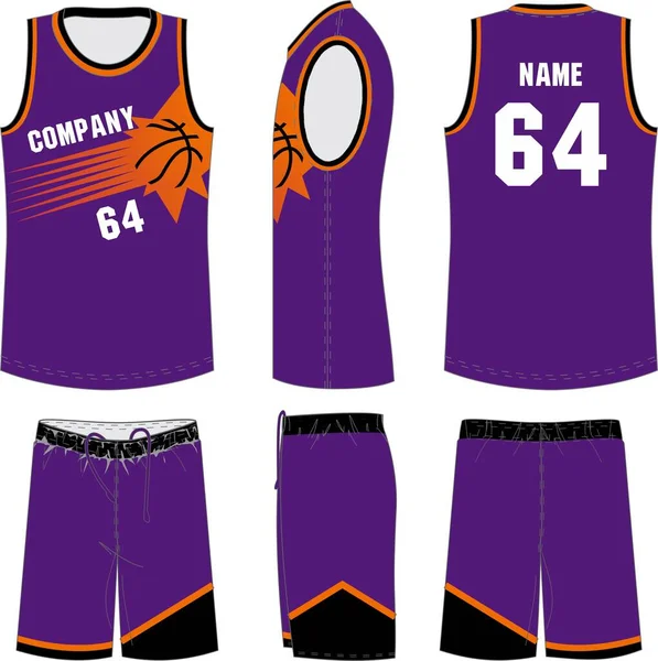 Uniforme Baloncesto Pantalones Cortos Plantilla Para Club Baloncesto Vista Frontal — Vector de stock