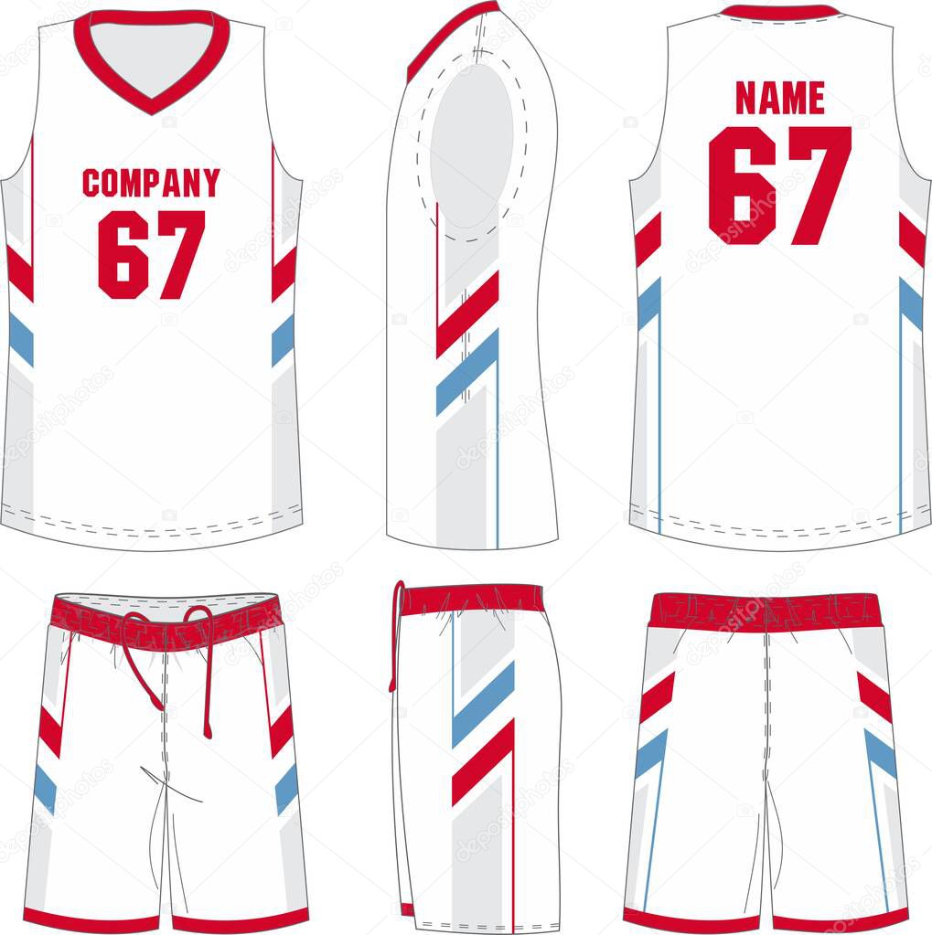 Basketball Uniform, Shorts, Template for Basketball Club. Front and Back view Sport Jersey Vectors 