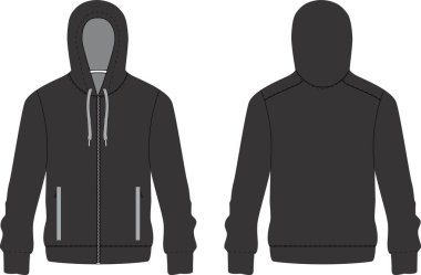 Zip Kapüşonlu Tasarım Şablonu Yapılandırma Vektörleri 
