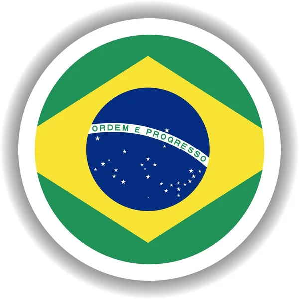 Brasilien Flagga Rund Form — Stock vektor