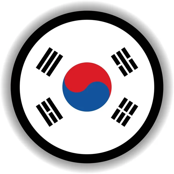 Corea Del Sud Bandiera Forma Rotonda — Vettoriale Stock