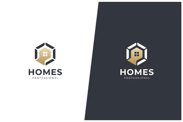 Maison Immobilier Maison Rénovation Immeuble Logo Concept Design — Image vectorielle