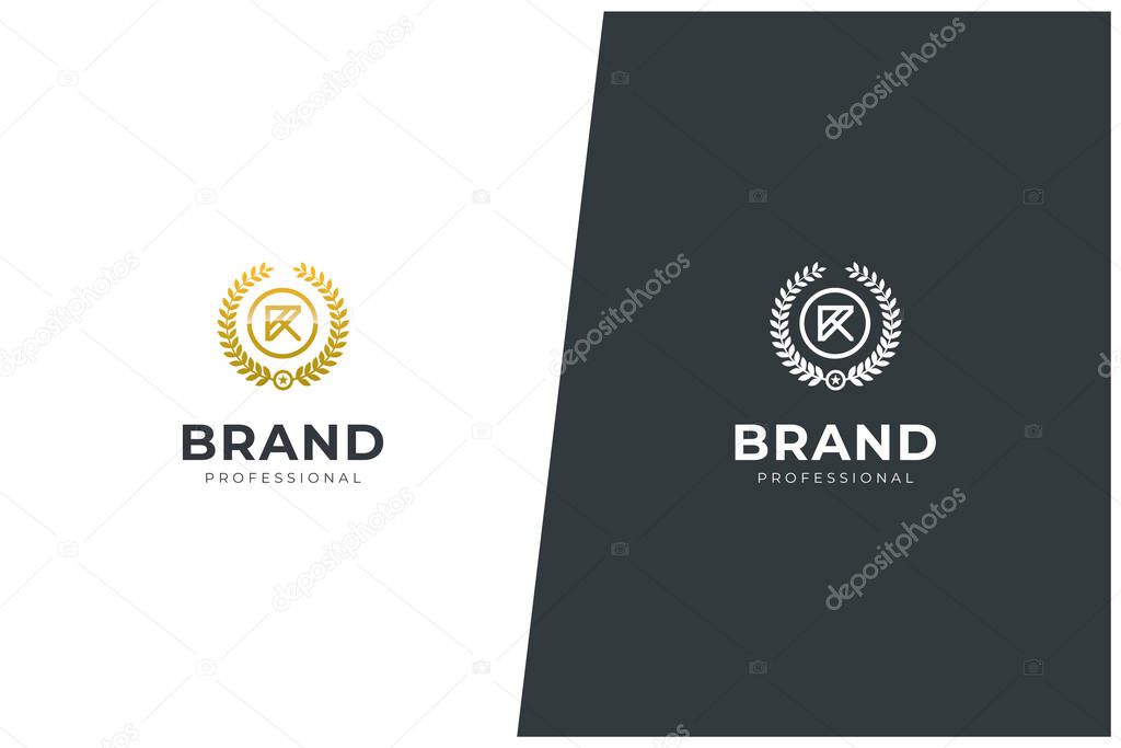 R Letter Logo Vector Design Concept - Monogram Icon Trademark. Creative minimal luxury emblem design template. Universal R logotype.