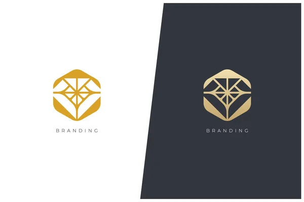 Diamond Marketing Trading Networking Vector Logo Concept — Vetor de Stock