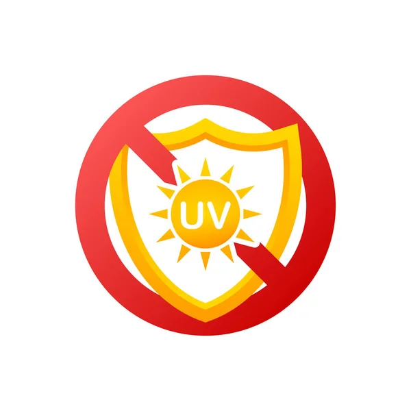 Icono sin UV en el fondo de luz para el diseño de la salud. Protección de la piel UV. Icono del vector. — Vector de stock