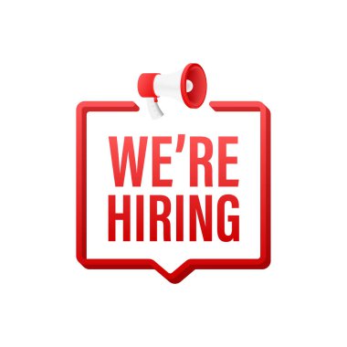 İşçi aradığımız megafon etiketi. Megafon bayrağı.