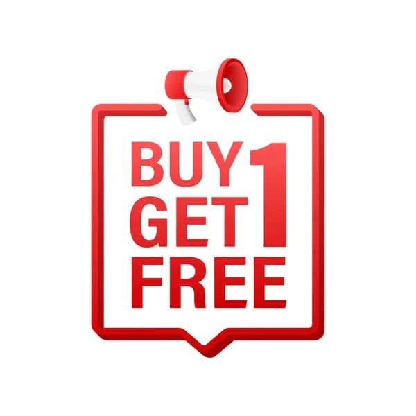 Баннер Мегафона, бизнес-концепция с текстом Buy 1 Get 1 Free. Продается бирка. Векторная иллюстрация. — стоковый вектор