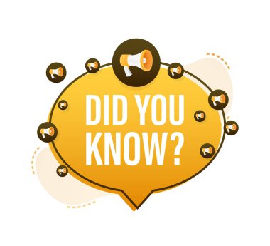 Megafon etiketli, biliyor muydun? Megafon bayrağı. Web tasarımı. Vektör stok illüstrasyonu.