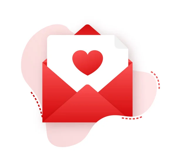 Ícone de amor vetorial envelope vermelho. Envelope romântico. Carta de mensagem de envelope. Ilustração vetorial . — Vetor de Stock
