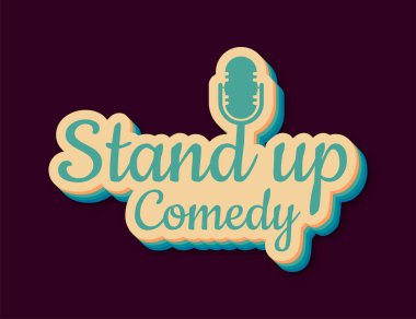 Kırmızı arka planda düz bir şekilde ayağa kalk. Retro mikrofon simgesi. Mikrofon standında. Vektör stok illüstrasyonu.