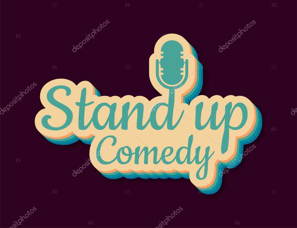 Stand up in flat style on red background. Retro microphone icon. Mic stand. Vector stock illustration
