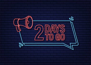 Megafon bayrağına iki gün kaldı. Neon tarzı ikon. Vektör tipografik tasarımı. Vektör stok illüstrasyonu.