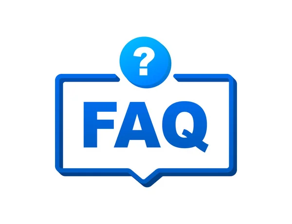 Preguntas frecuentes FAQ banner. Burbuja de voz con preguntas frecuentes de texto. Ilustración de stock vectorial. — Archivo Imágenes Vectoriales